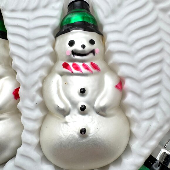 Set Of 4 Christmas Trimmeries Snowman Glass Ornaments 1990 - Picture 7 of 10